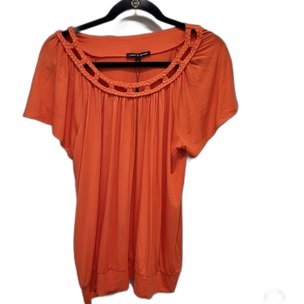 NEW Bright Top with Braided Neckline XL